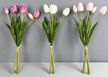 Load image into Gallery viewer, Sweet Home Deco - 19&#39;&#39;T Real Touch Tulips bunch, Faux Tulips Spring Flowers: Hot Pink
