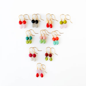 Magenta | Tiny Earrings Small bead earrings Little color drop earrings