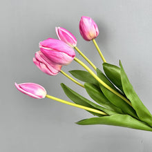 Load image into Gallery viewer, Sweet Home Deco - 19&#39;&#39;T Real Touch Tulips bunch, Faux Tulips Spring Flowers: Hot Pink
