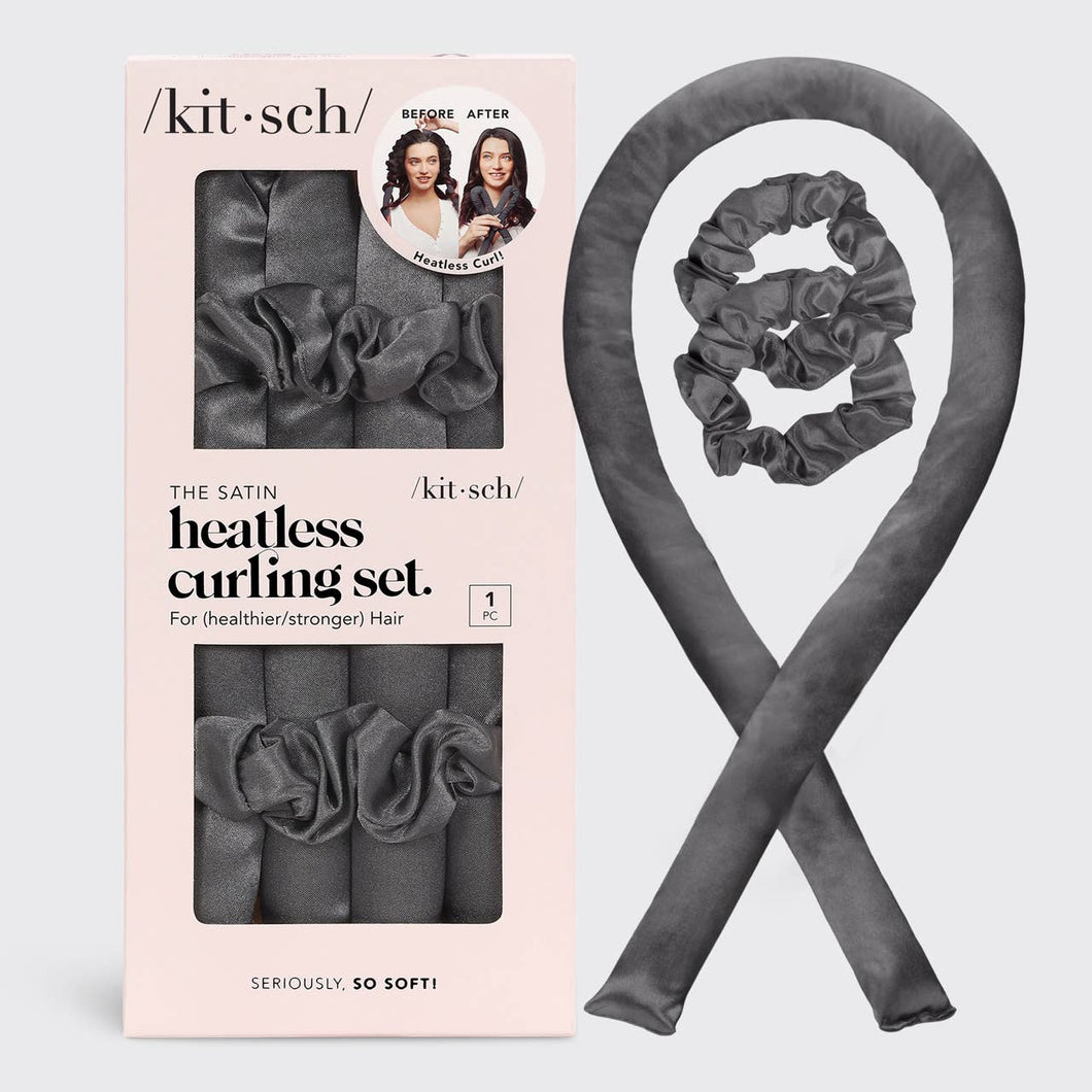 Charcoal | Satin Heatless Curling Set | KITSCH