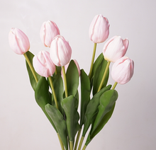 Load image into Gallery viewer, Sweet Home Deco - 19&#39;&#39;T Real Touch Tulips bunch, Faux Tulips Spring Flowers: Hot Pink
