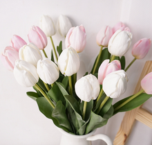 Load image into Gallery viewer, Sweet Home Deco - 19&#39;&#39;T Real Touch Tulips bunch, Faux Tulips Spring Flowers: Hot Pink
