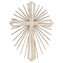Load image into Gallery viewer, WOOD WITH METAL STARBURST WALL CROSS
