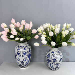 Sweet Home Deco - 19''T Real Touch Tulips bunch, Faux Tulips Spring Flowers: Hot Pink