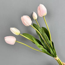 Load image into Gallery viewer, Sweet Home Deco - 19&#39;&#39;T Real Touch Tulips bunch, Faux Tulips Spring Flowers: Hot Pink
