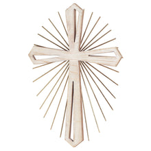 Load image into Gallery viewer, WOOD WITH METAL STARBURST WALL CROSS

