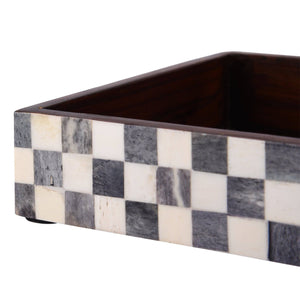 10x6 Checkered Black and White Tray  | Handicrafts Home