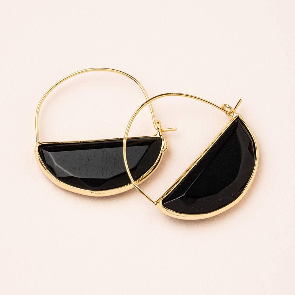 Black Spine Gold Earring Stone Prism Hoop