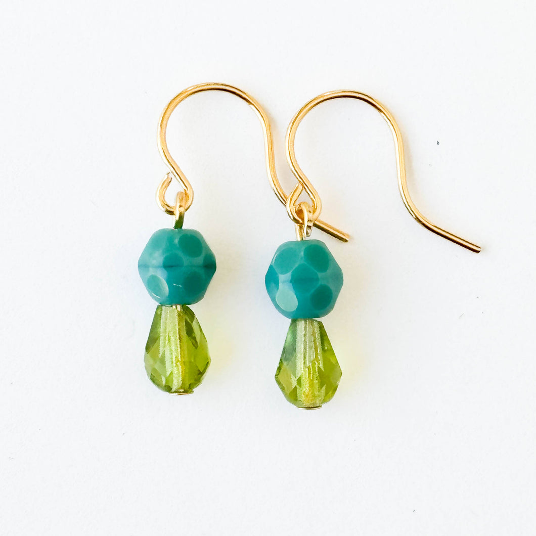 Turquoise | Tiny Earrings Small bead earrings Little color drop earrings