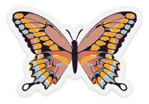 Sticker Pink Swallowtail Butterfly, 3x2in