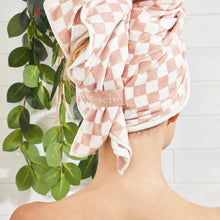 Load image into Gallery viewer, Hair towel Wrap | Extra Large Quick-Dry | Terracotta Checker | KITSCH
